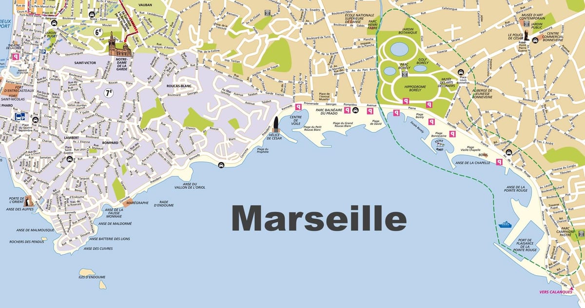 Marseille plaže kartica