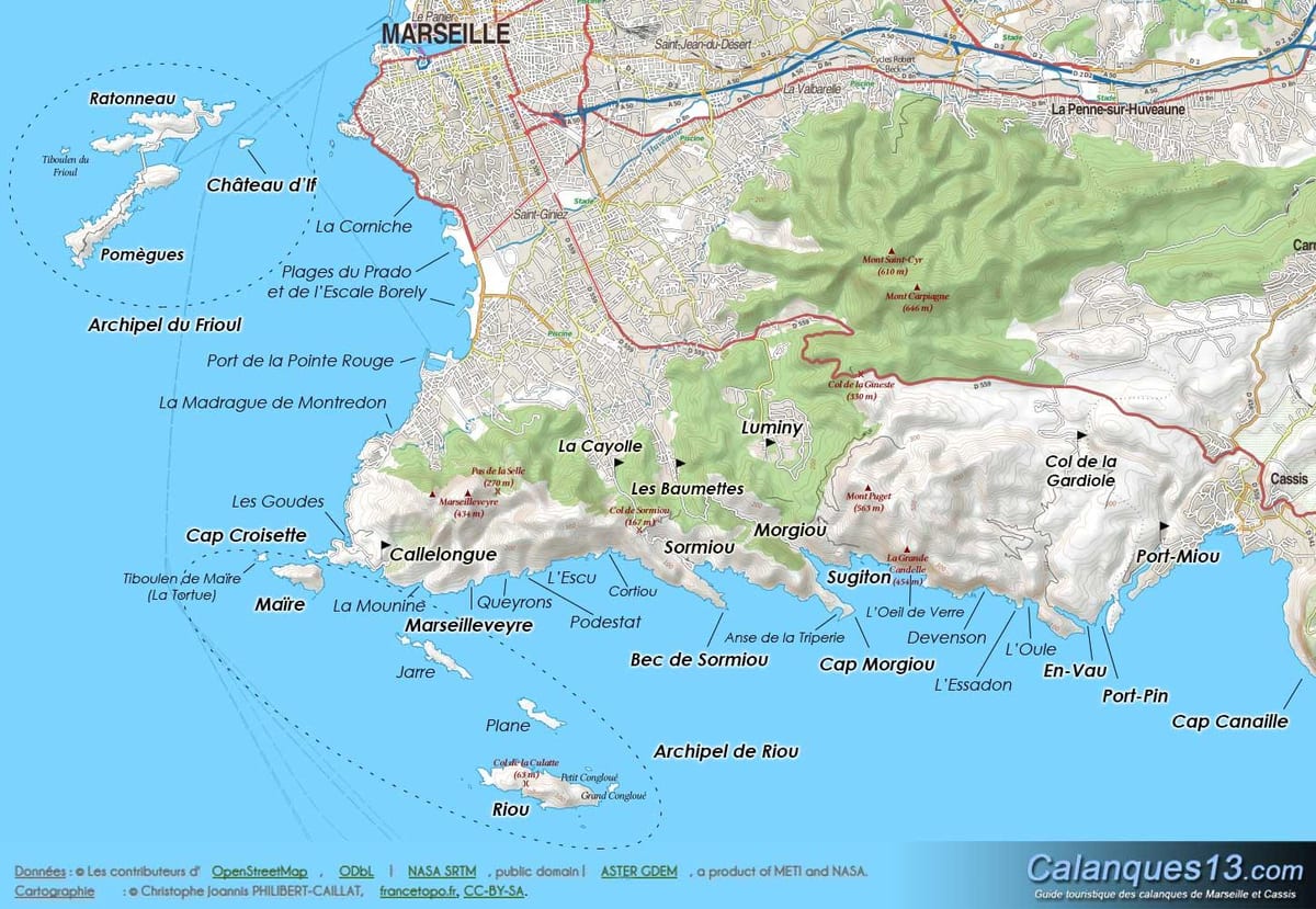 geografska karta Marseille