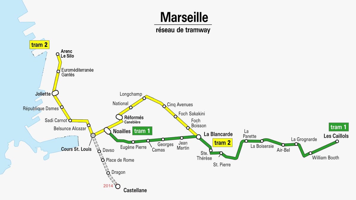 karta Marseille tramvaj